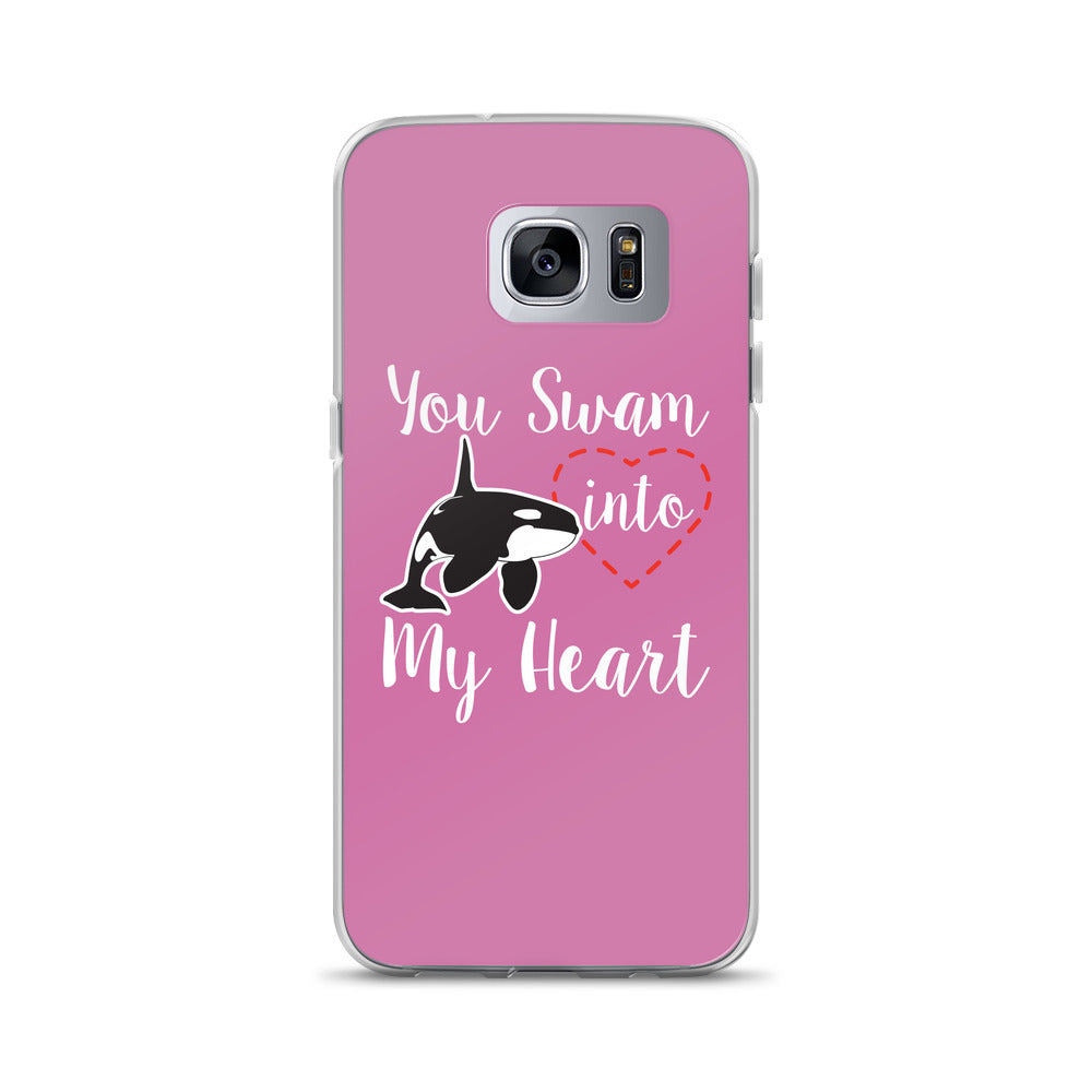 You Swam into My Heart Samsung Case Pink - Splashing Apparel