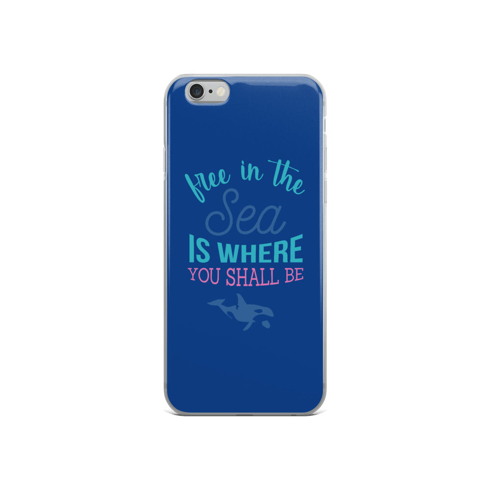 Free in the Sea iPhone Case Dark Blue - Splashing Apparel