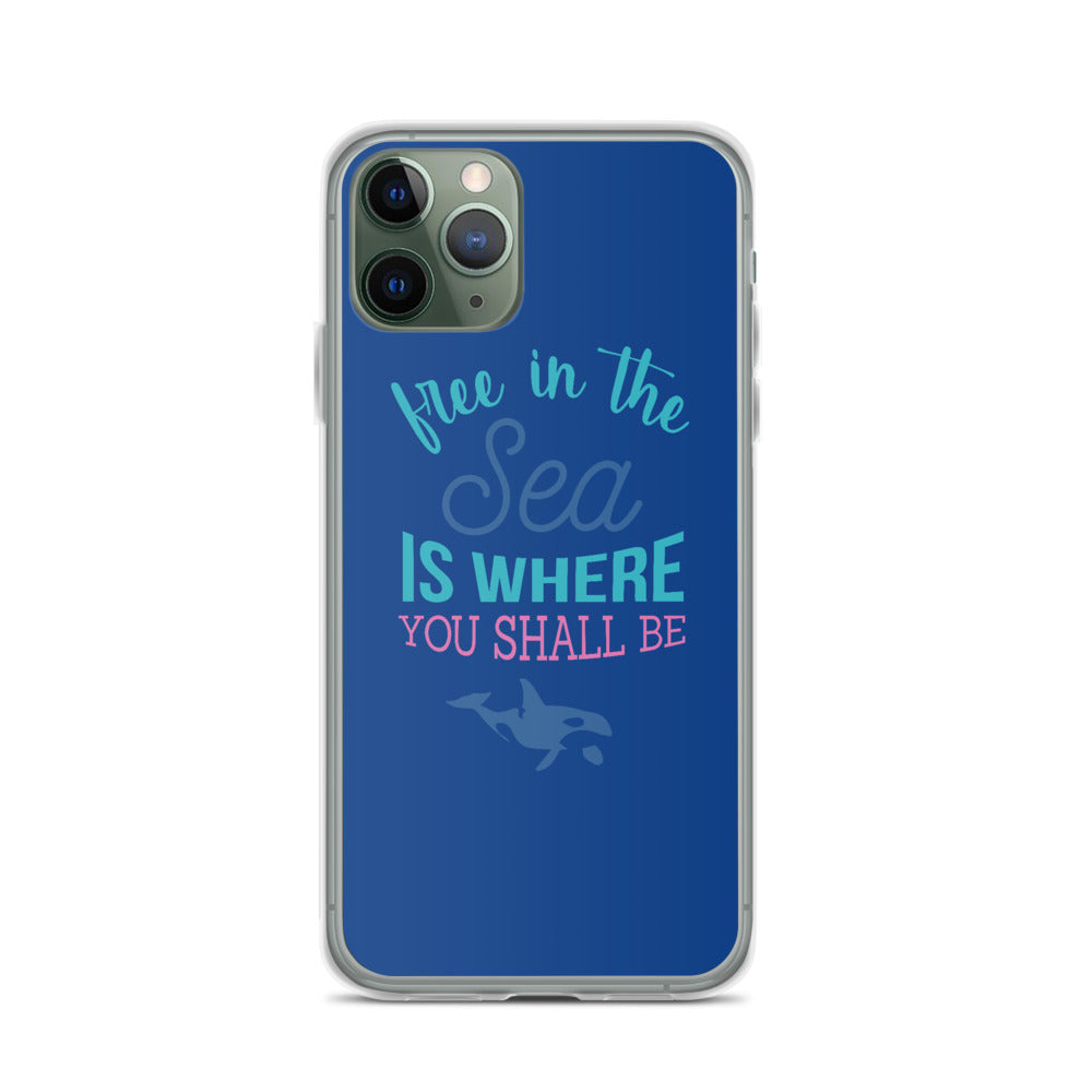 Free in the Sea iPhone Case Dark Blue - Splashing Apparel