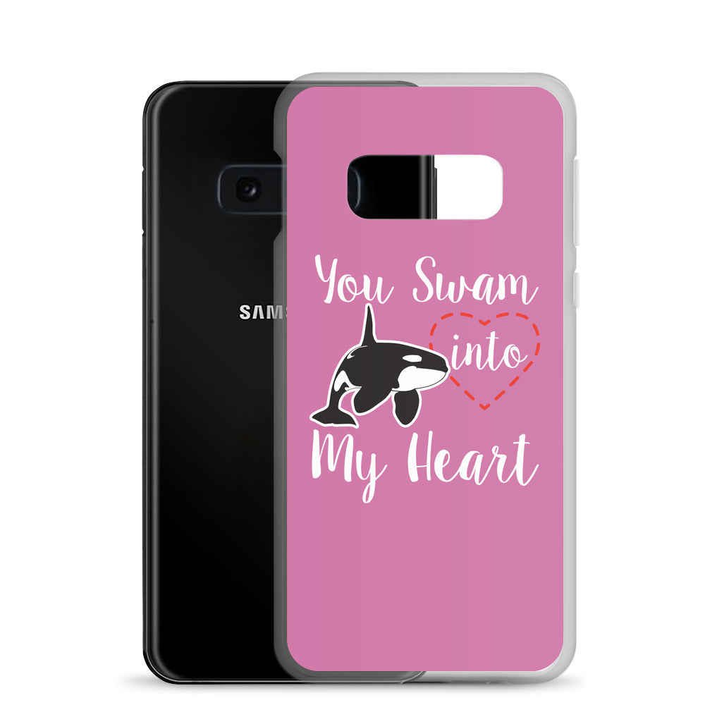 You Swam into My Heart Samsung Case Pink - Splashing Apparel