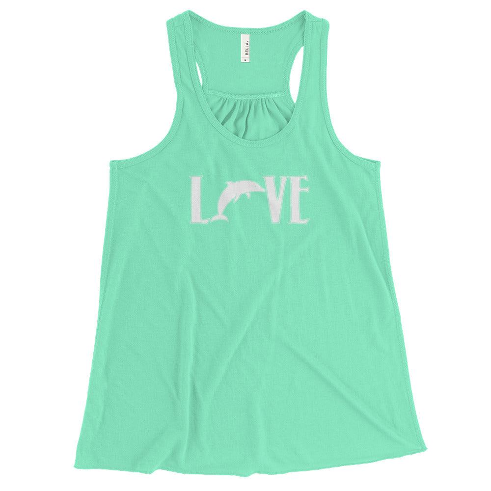 Love Dolphins Women's Flowy Racerback Tank - Splashing Apparel