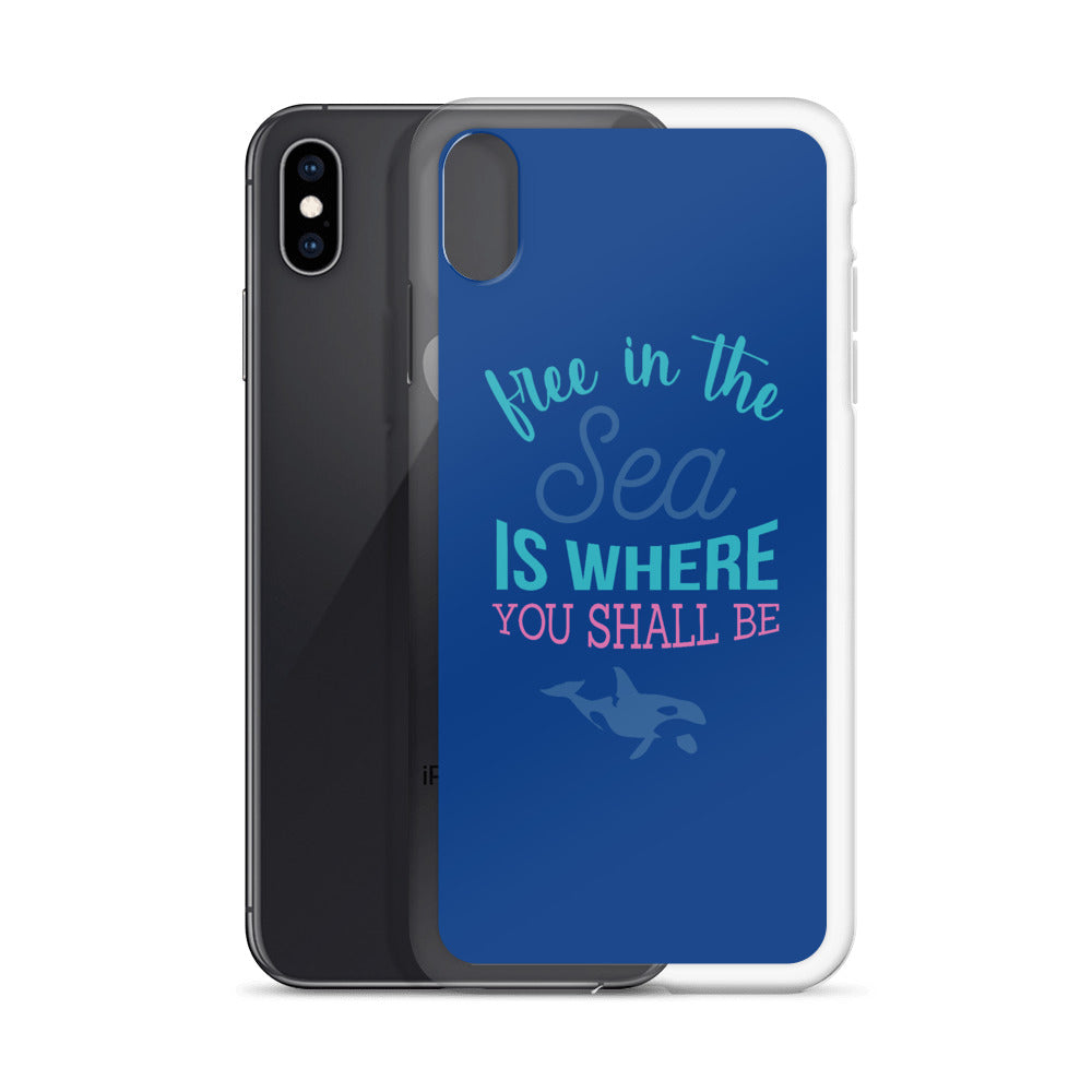 Free in the Sea iPhone Case Dark Blue - Splashing Apparel