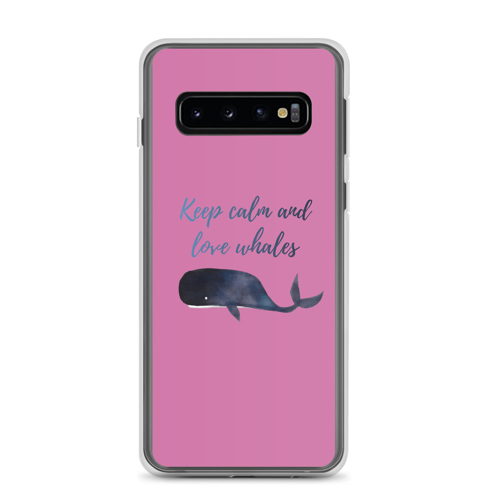 Keep Calm and Love Whales Samsung Case Pink - Splashing Apparel