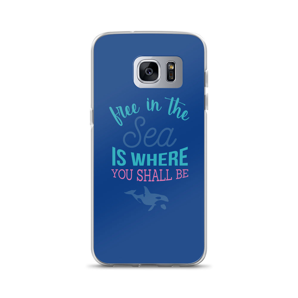 Free in the Sea Samsung Case Dark Blue - Splashing Apparel