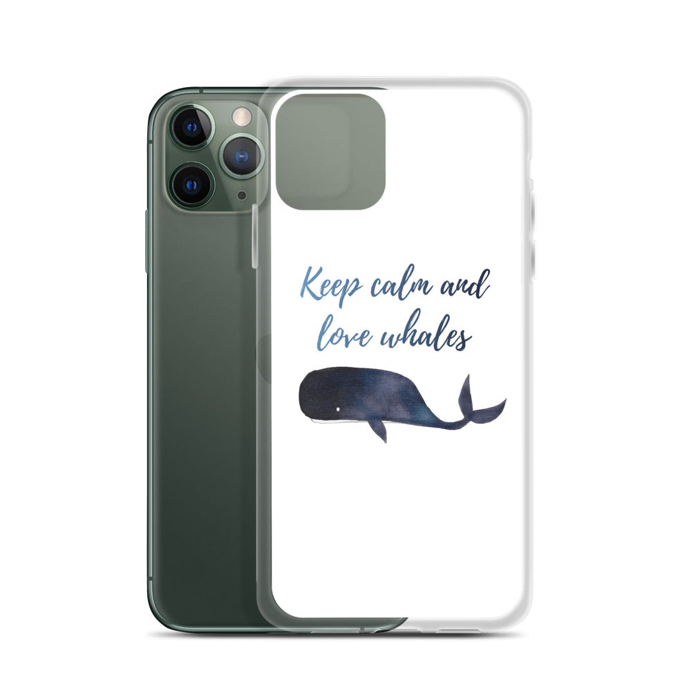 Keep Calm and Love Whales iPhone Case White - Splashing Apparel