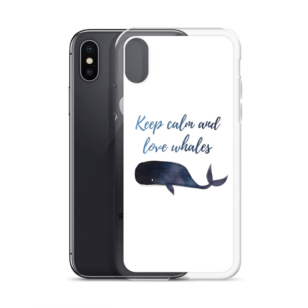Keep Calm and Love Whales iPhone Case White - Splashing Apparel