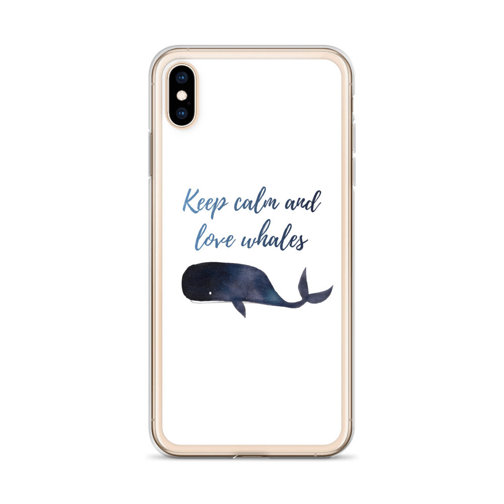 Keep Calm and Love Whales iPhone Case White - Splashing Apparel
