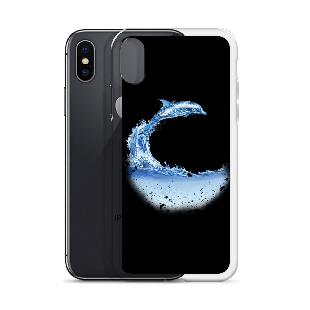 Aqua Dolphin iPhone Case Black - Splashing Apparel