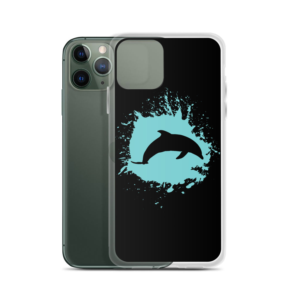 Dolphin Splash iPhone Case Black - Splashing Apparel