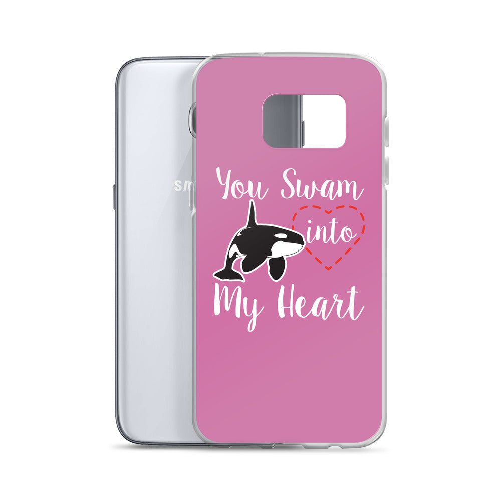 You Swam into My Heart Samsung Case Pink - Splashing Apparel