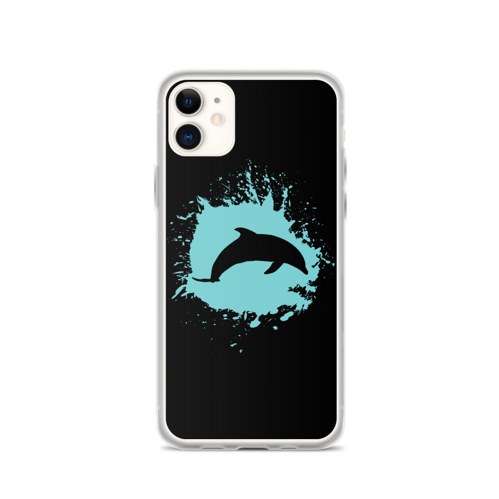Dolphin Splash iPhone Case Black - Splashing Apparel
