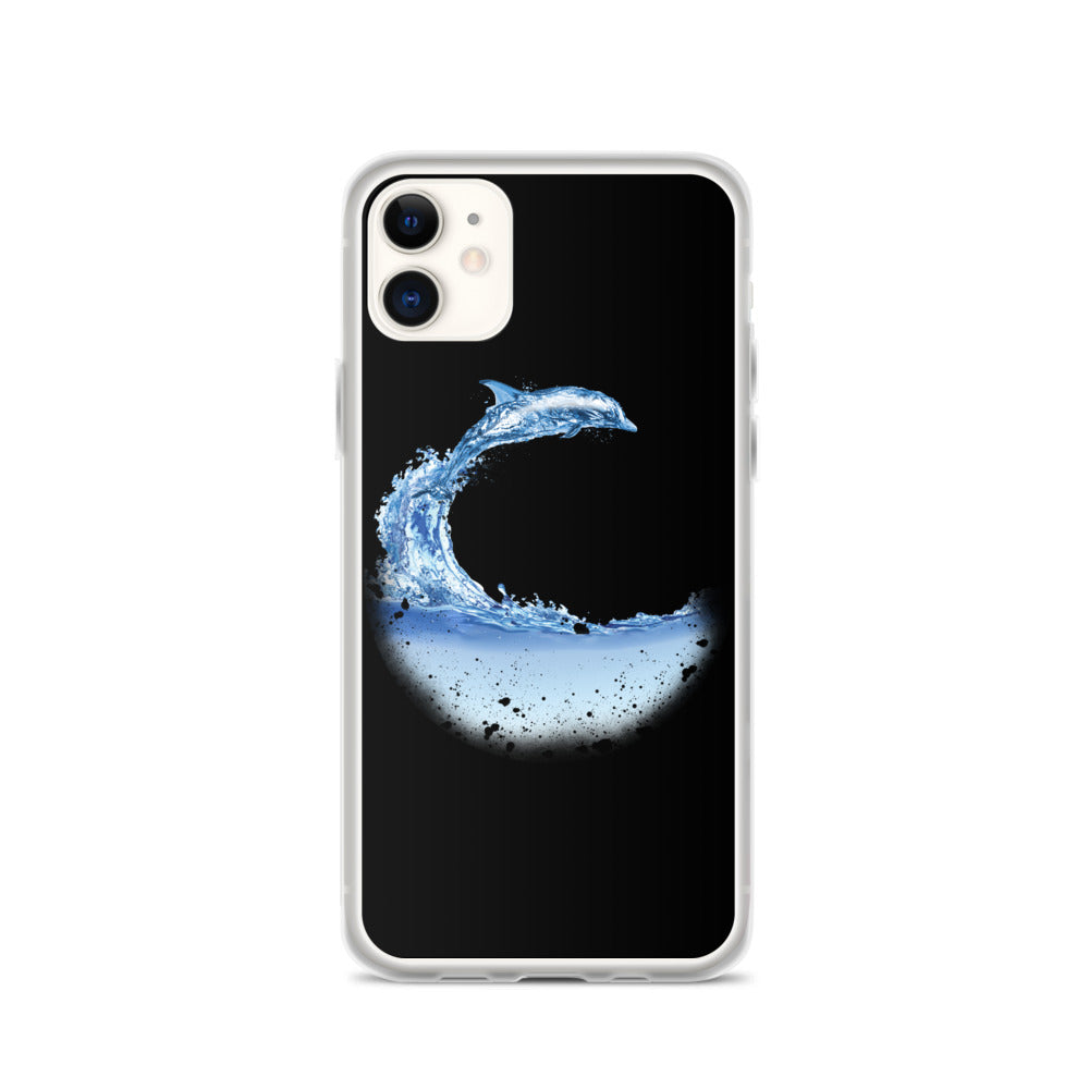 Aqua Dolphin iPhone Case Black - Splashing Apparel