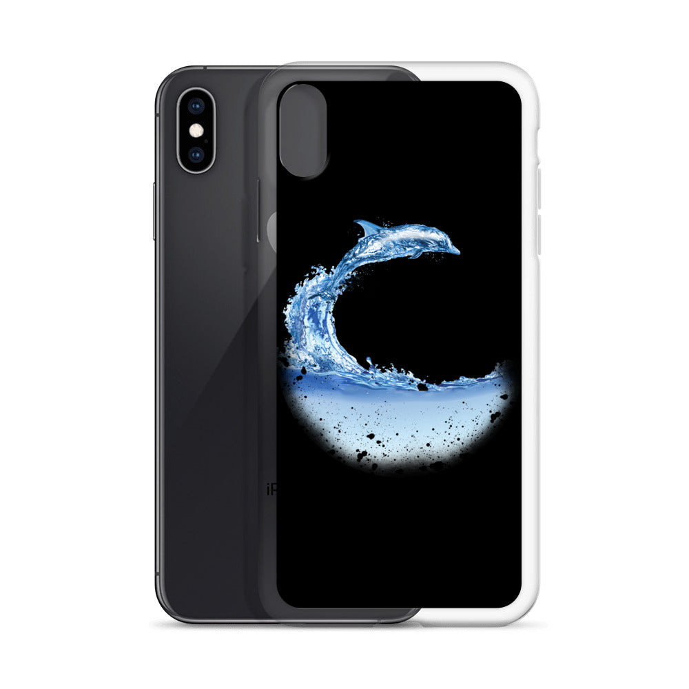 Aqua Dolphin iPhone Case Black - Splashing Apparel