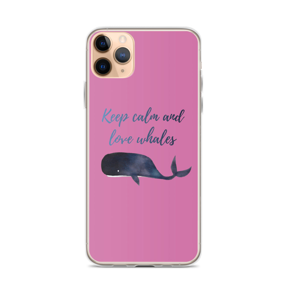 Keep Calm and Love Whales iPhone Case Pink - Splashing Apparel