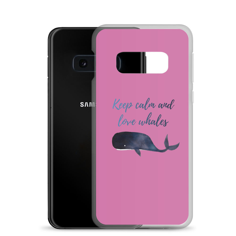 Keep Calm and Love Whales Samsung Case Pink - Splashing Apparel