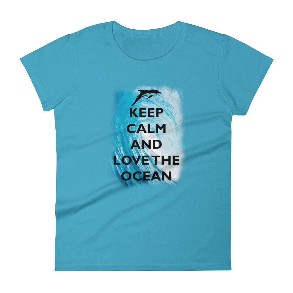 Keep Calm and Love the Ocean Women's Shirt - Splashing Apparel