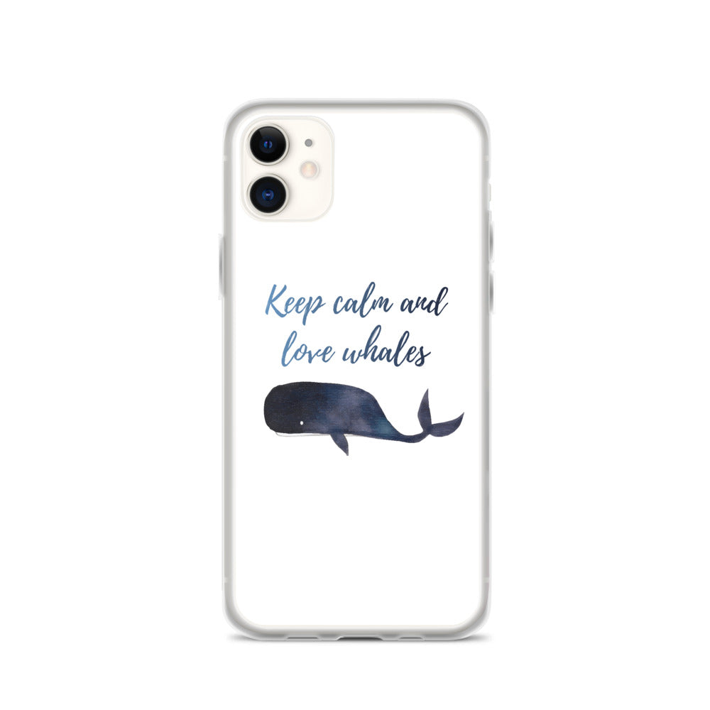 Keep Calm and Love Whales iPhone Case White - Splashing Apparel