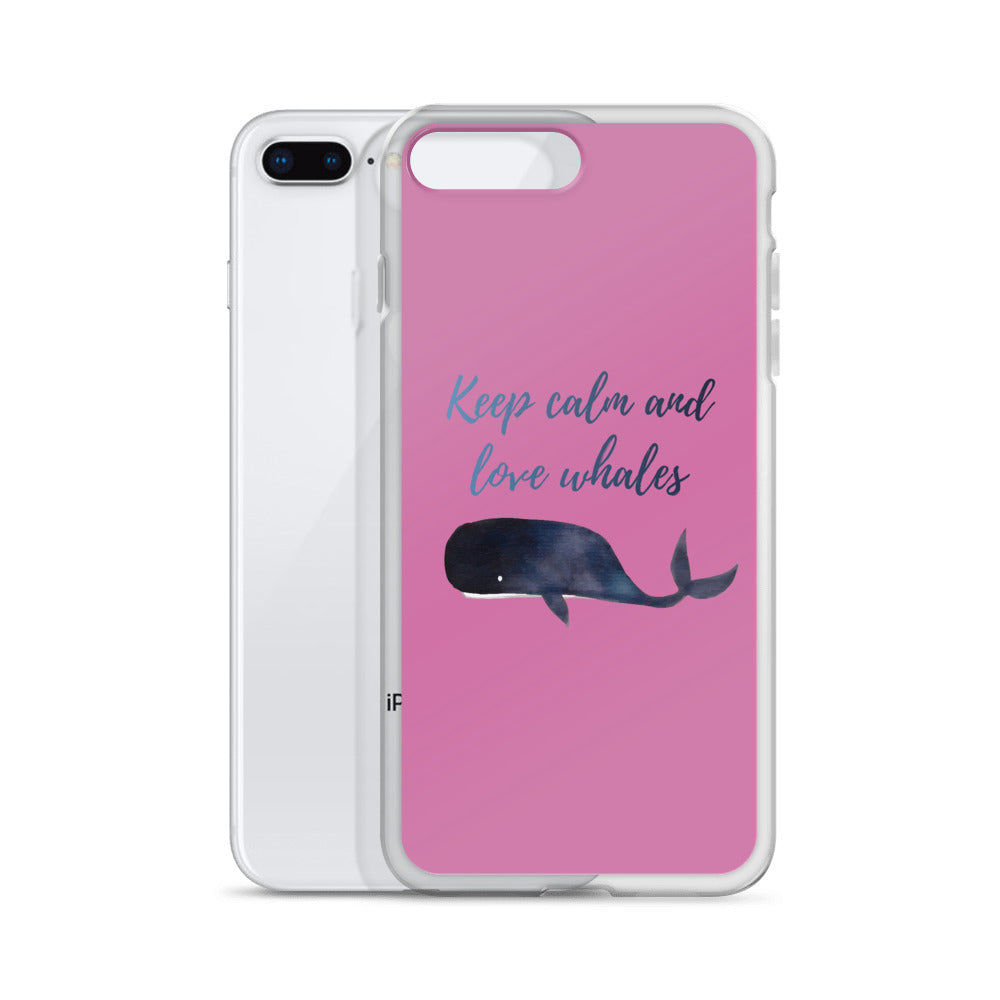 Keep Calm and Love Whales iPhone Case Pink - Splashing Apparel