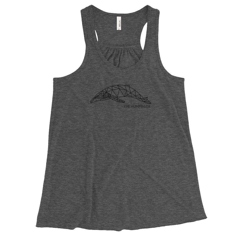Geometric Humpback Whale Women's Flowy Racerback Tank - Splashing Apparel