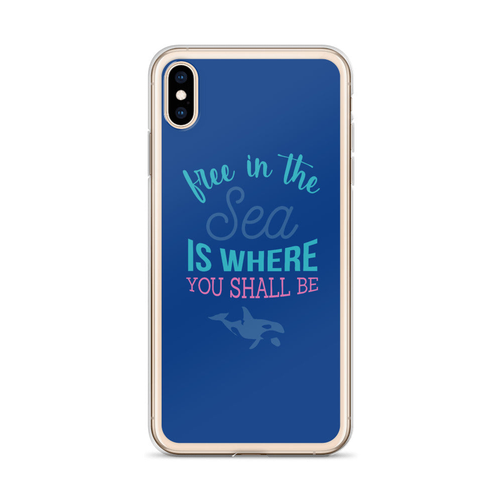 Free in the Sea iPhone Case Dark Blue - Splashing Apparel