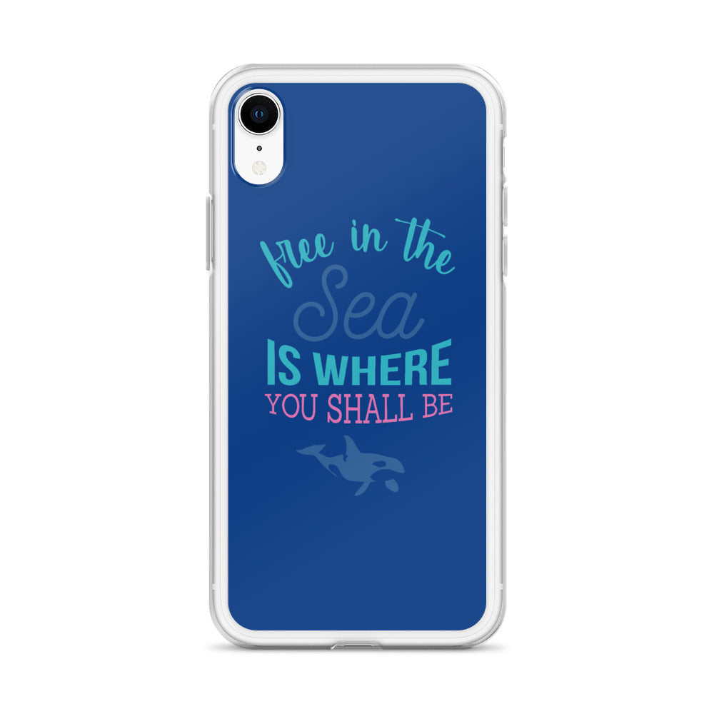 Free in the Sea iPhone Case Dark Blue - Splashing Apparel