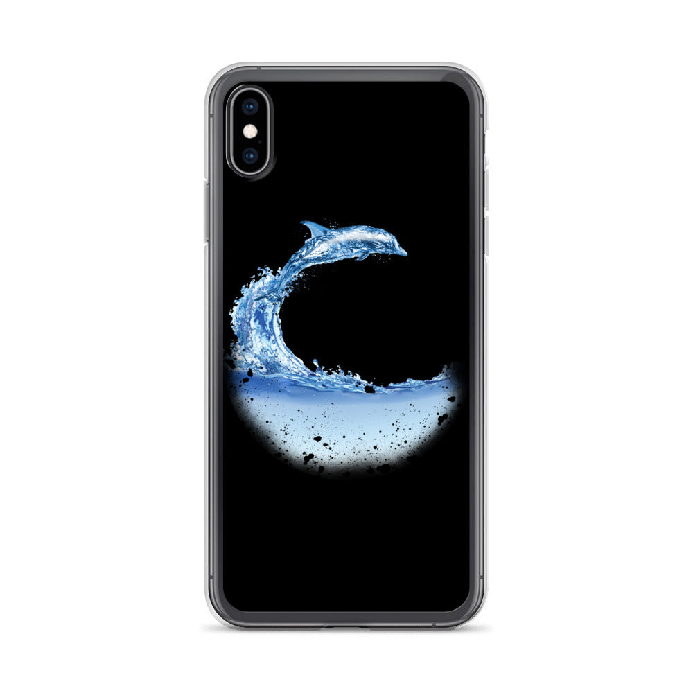 Aqua Dolphin iPhone Case Black - Splashing Apparel