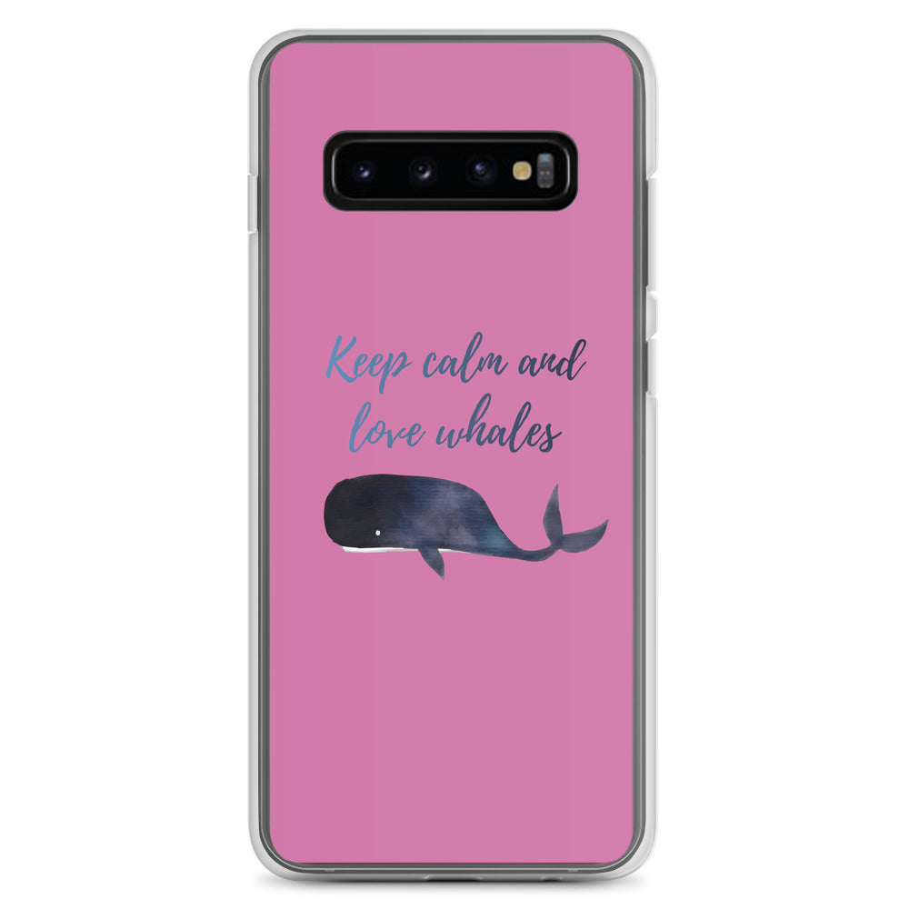 Keep Calm and Love Whales Samsung Case Pink - Splashing Apparel