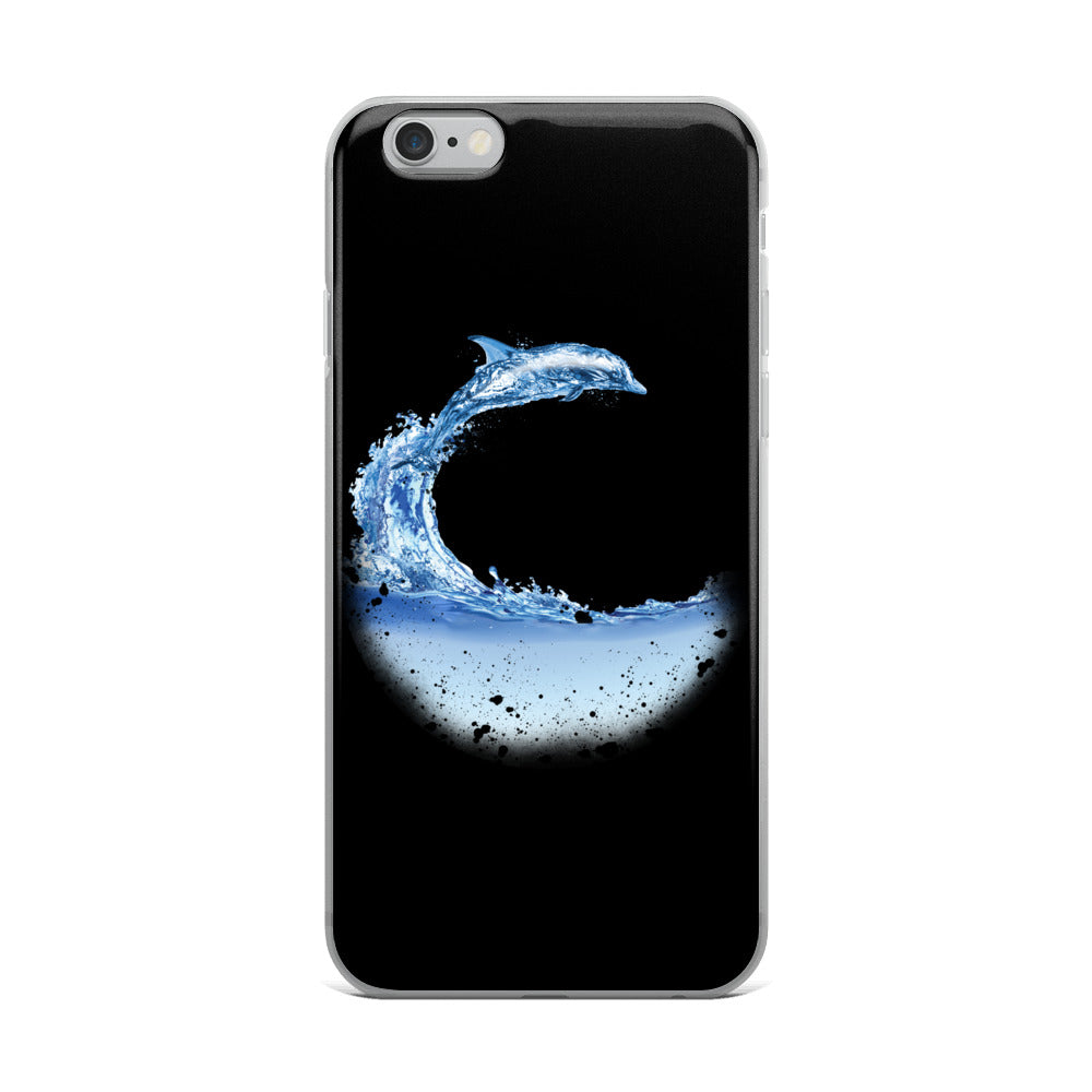 Aqua Dolphin iPhone Case Black - Splashing Apparel