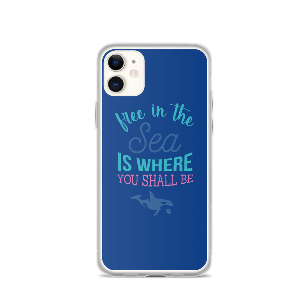 Free in the Sea iPhone Case Dark Blue - Splashing Apparel