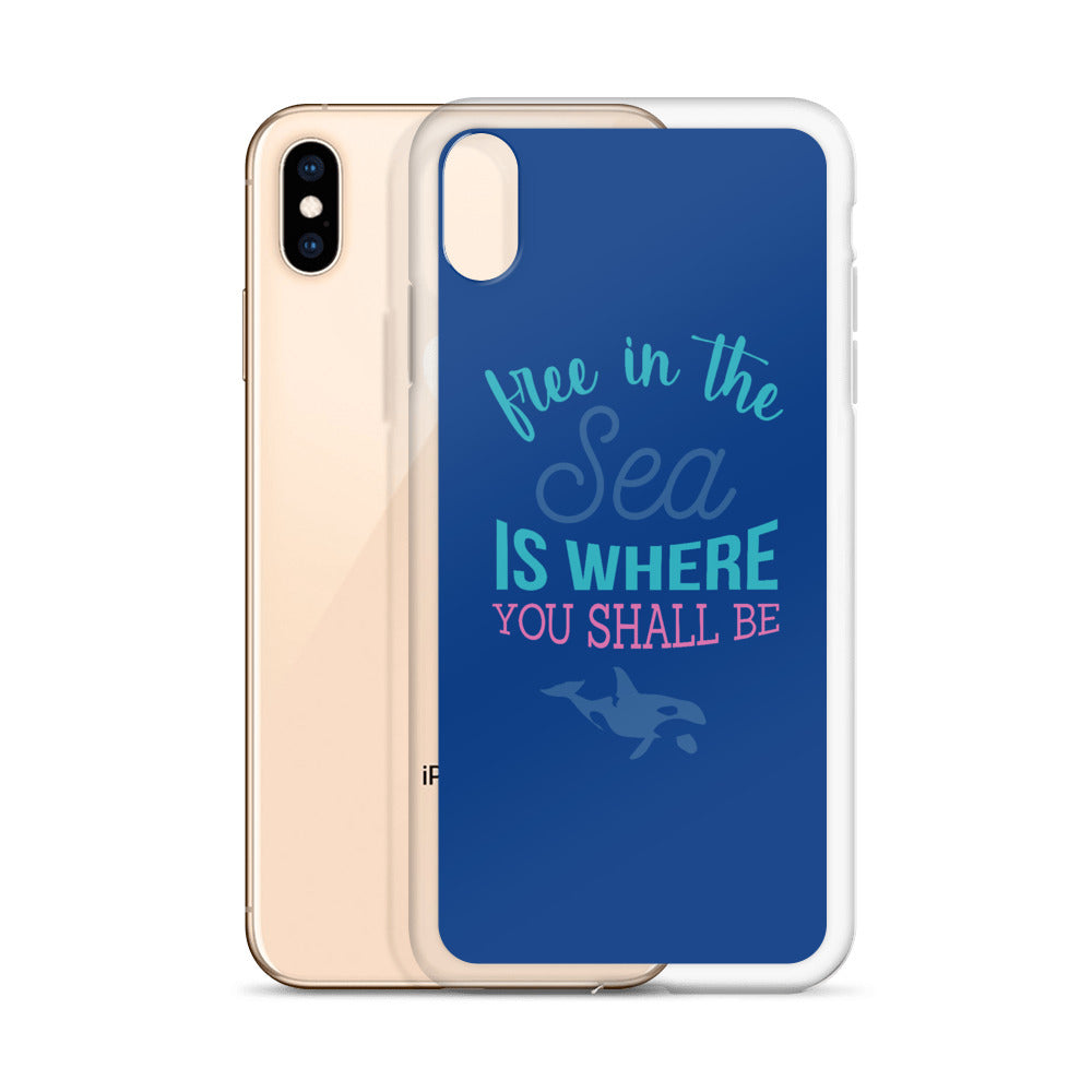 Free in the Sea iPhone Case Dark Blue - Splashing Apparel