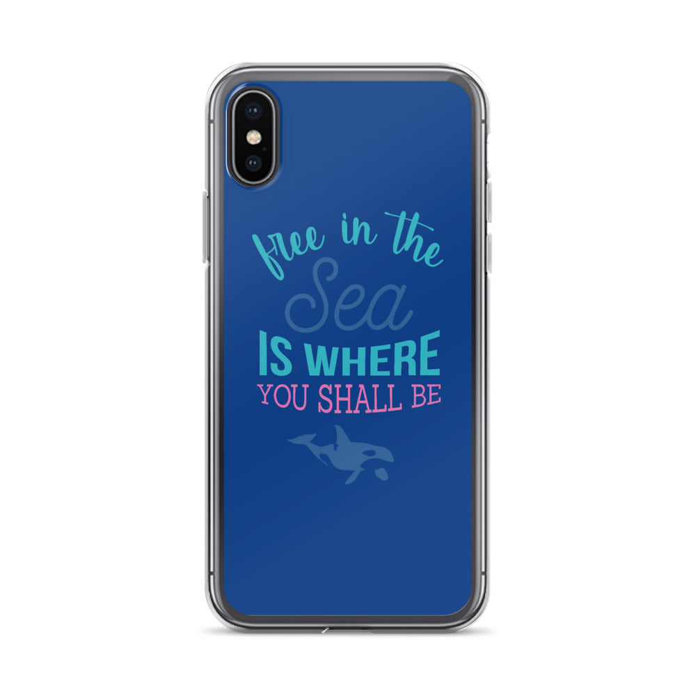 Free in the Sea iPhone Case Dark Blue - Splashing Apparel