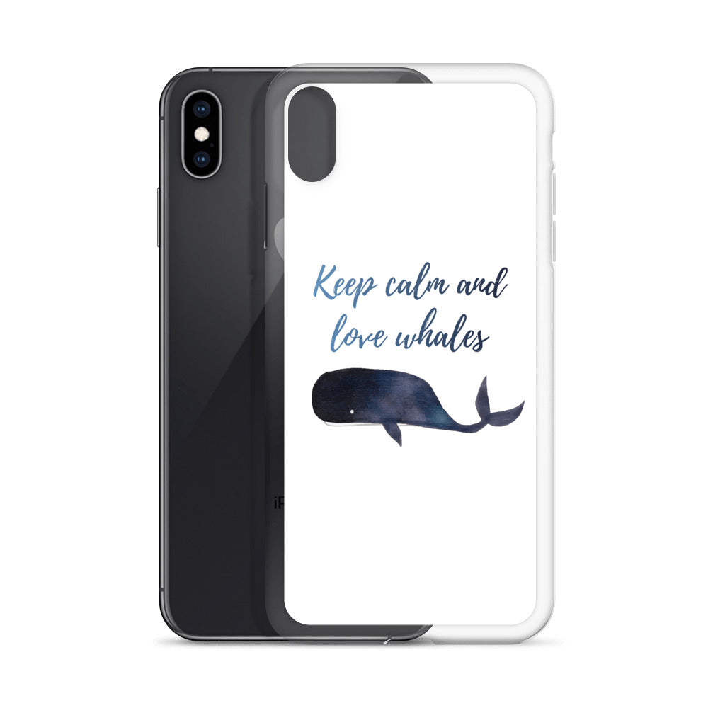 Keep Calm and Love Whales iPhone Case White - Splashing Apparel