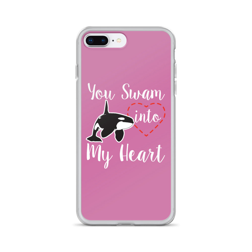 You Swam into My Heart iPhone Case Pink - Splashing Apparel
