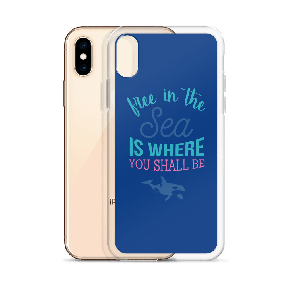 Free in the Sea iPhone Case Dark Blue - Splashing Apparel