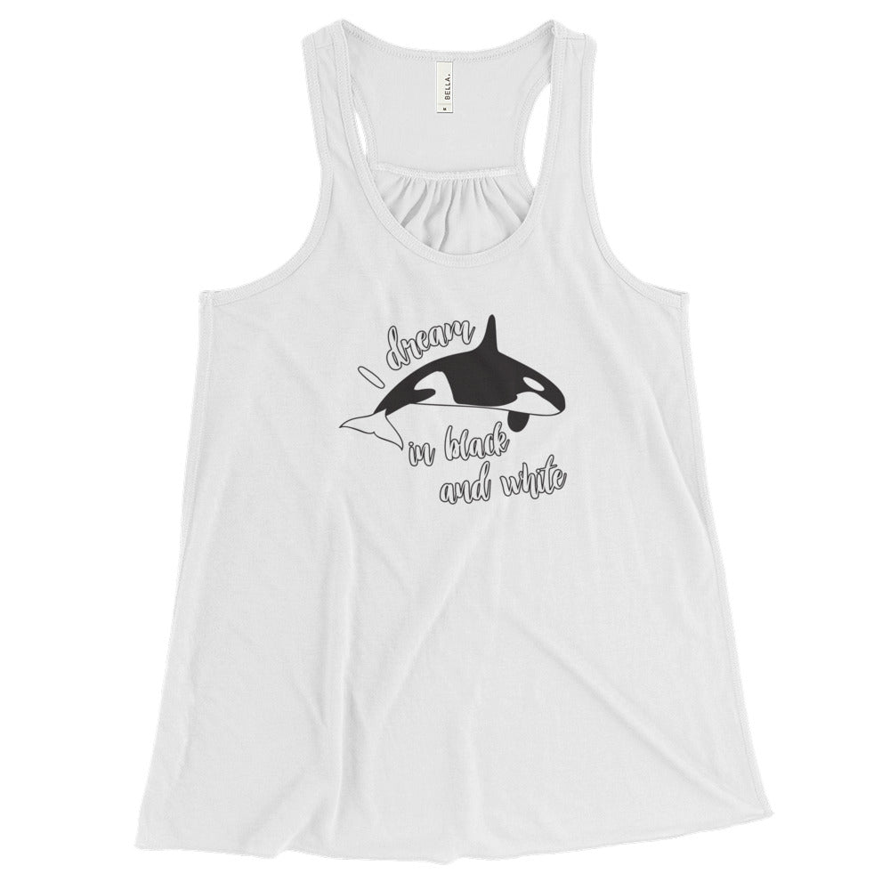 Dream in Black and White Women's Flowy Racerback Tank