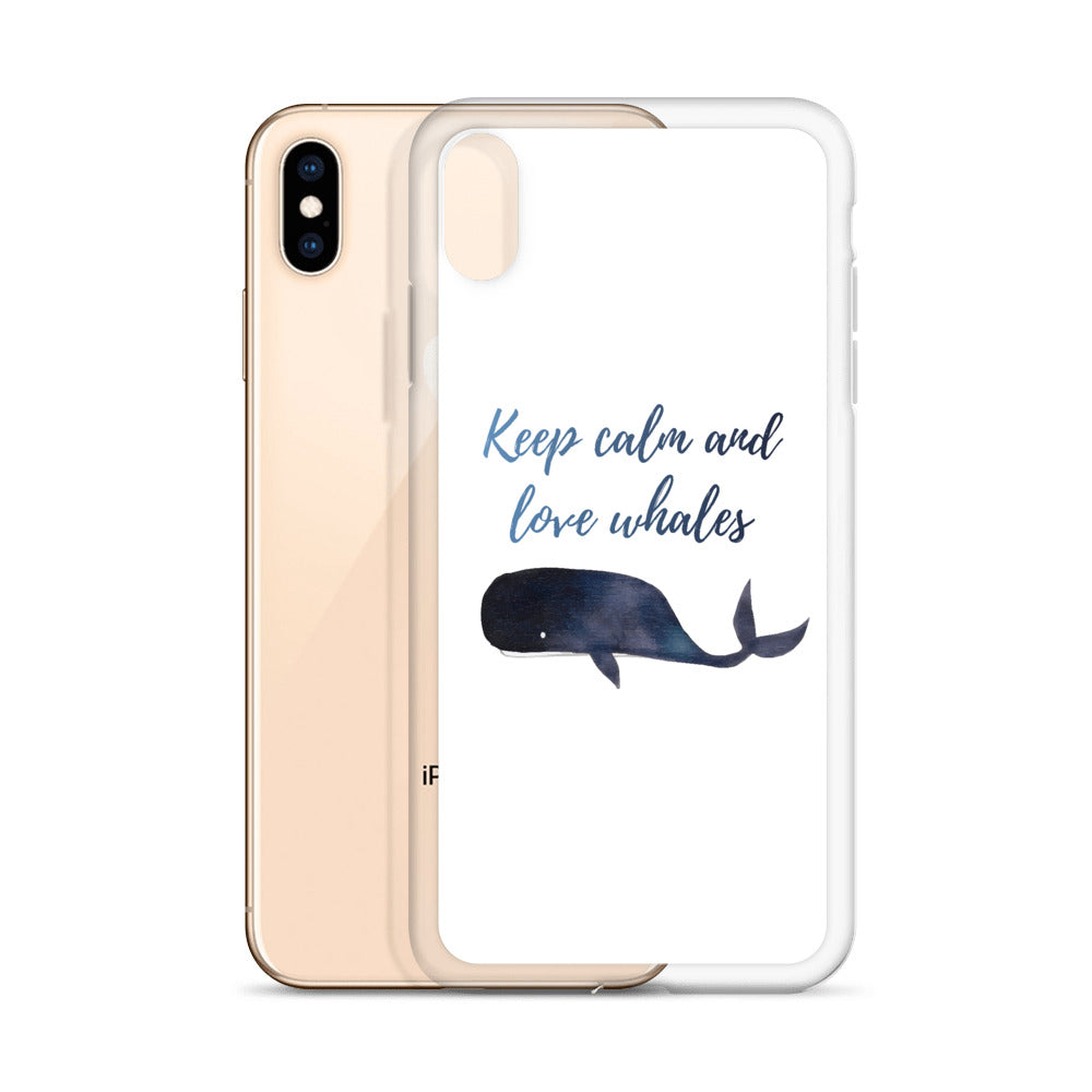 Keep Calm and Love Whales iPhone Case White - Splashing Apparel