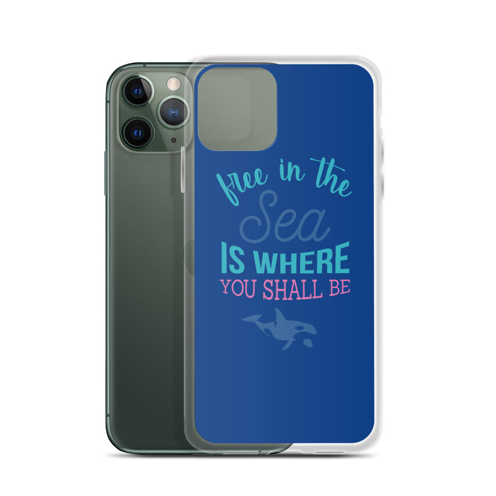 Free in the Sea iPhone Case Dark Blue - Splashing Apparel