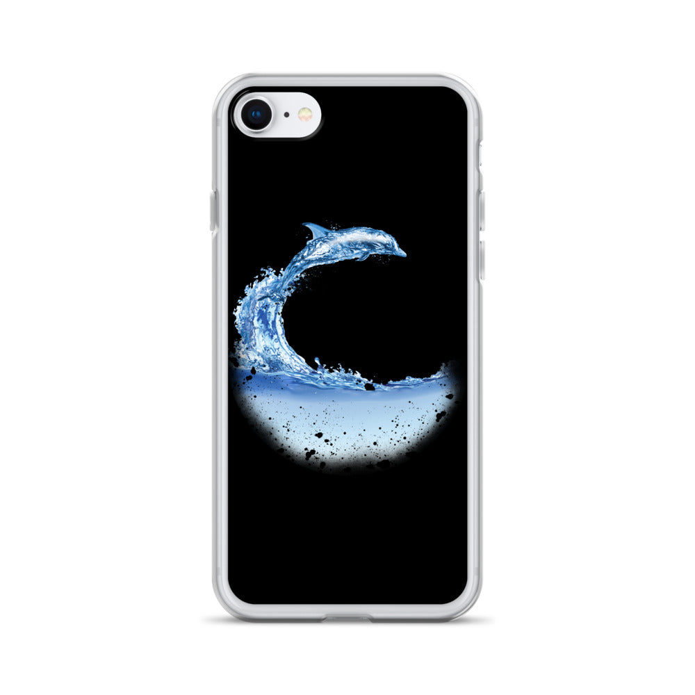 Aqua Dolphin iPhone Case Black - Splashing Apparel