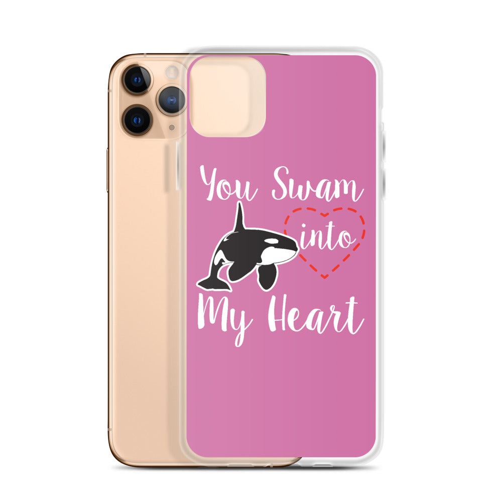 You Swam into My Heart iPhone Case Pink - Splashing Apparel