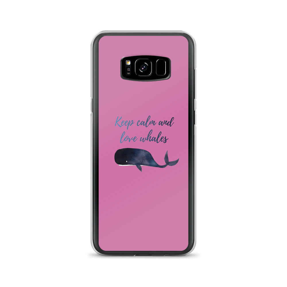 Keep Calm and Love Whales Samsung Case Pink - Splashing Apparel