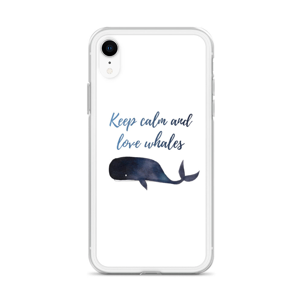 Keep Calm and Love Whales iPhone Case White - Splashing Apparel