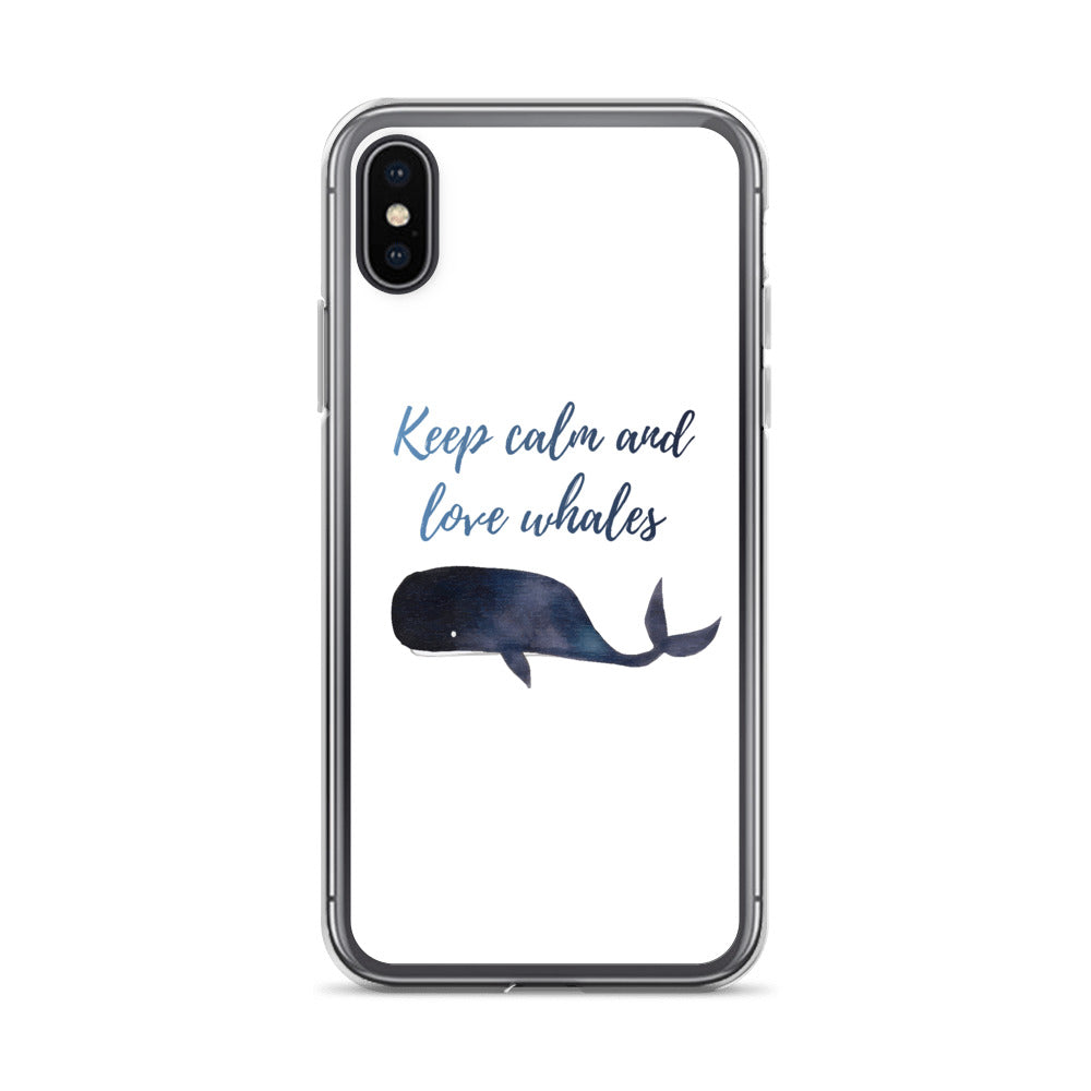 Keep Calm and Love Whales iPhone Case White - Splashing Apparel