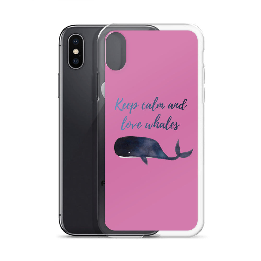 Keep Calm and Love Whales iPhone Case Pink - Splashing Apparel