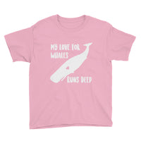 My Love for Whales Runs Deep Kids Shirt - Splashing Apparel