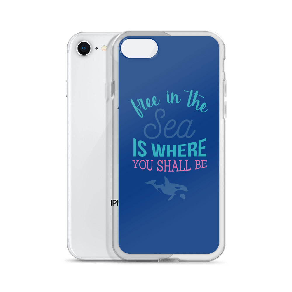 Free in the Sea iPhone Case Dark Blue - Splashing Apparel