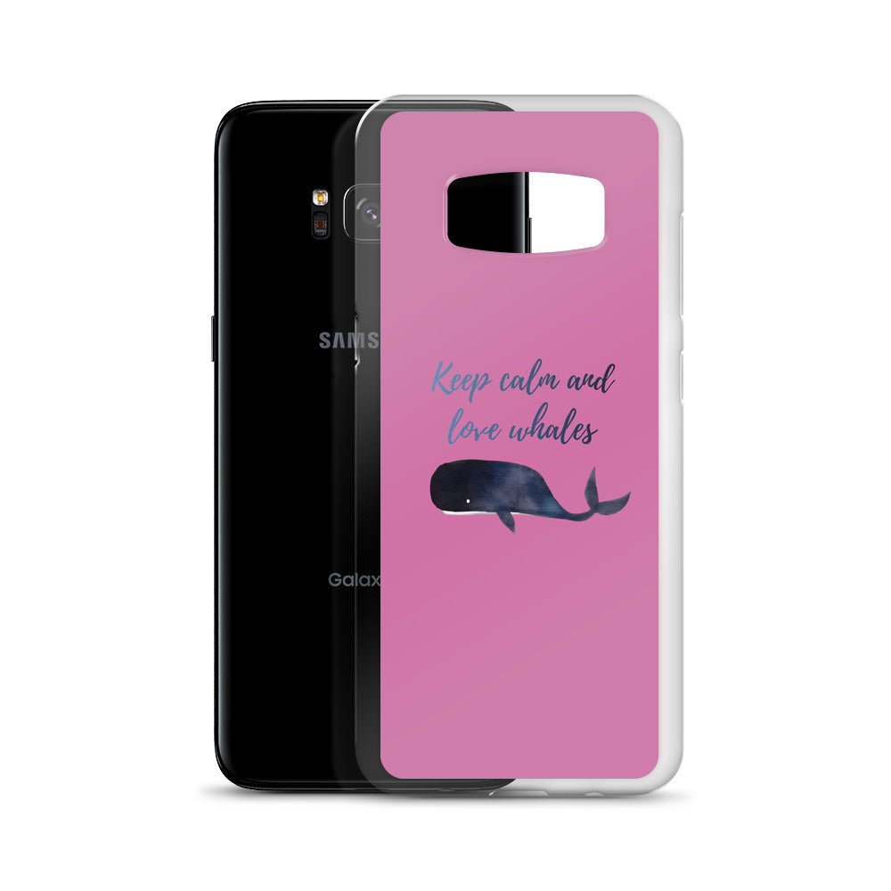 Keep Calm and Love Whales Samsung Case Pink - Splashing Apparel
