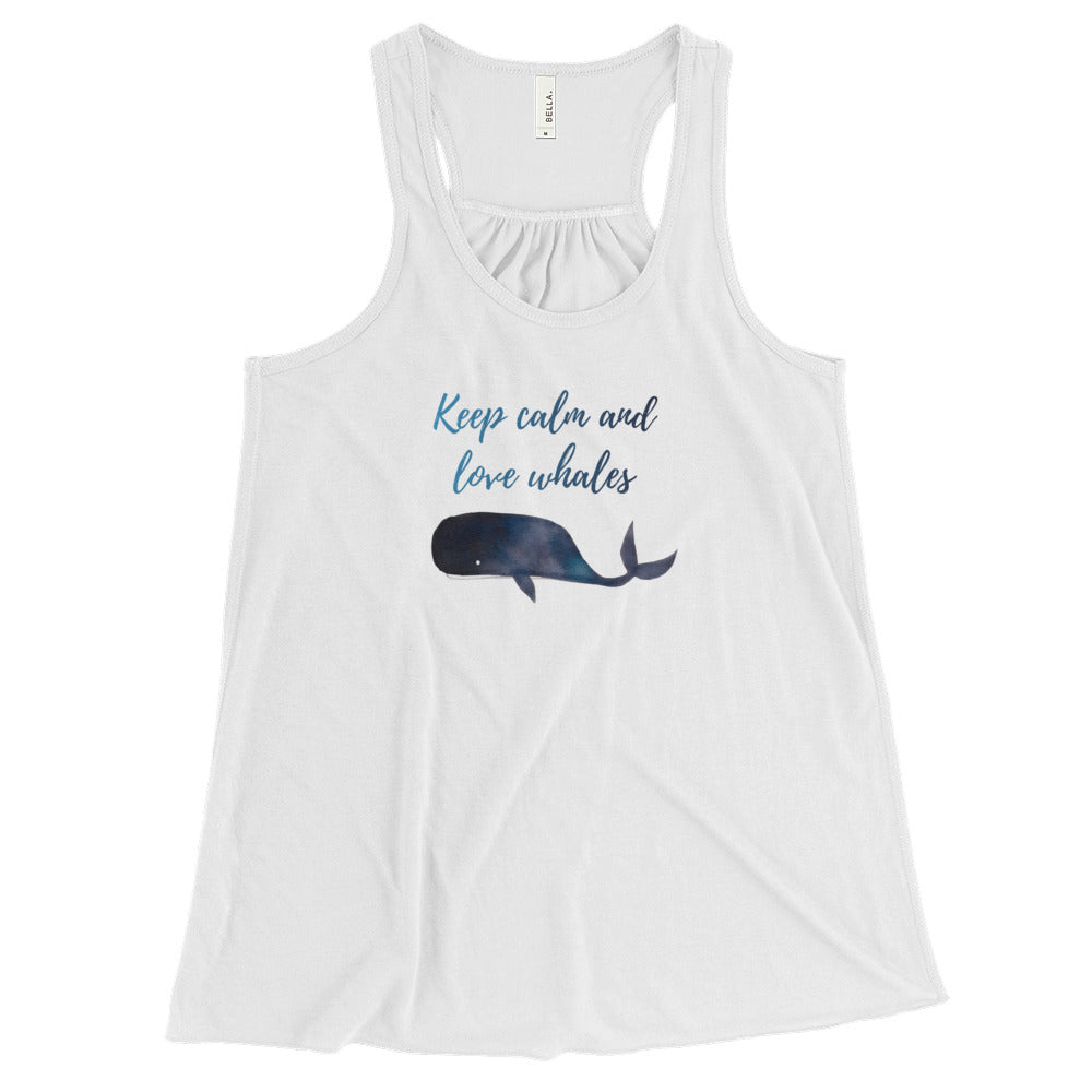 Keep Calm and Love Whales Women's Flowy Racerback Tank - Splashing Apparel