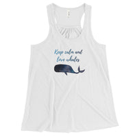 Keep Calm and Love Whales Women's Flowy Racerback Tank - Splashing Apparel