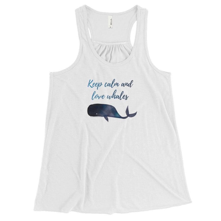 Keep Calm and Love Whales Women's Flowy Racerback Tank - Splashing Apparel
