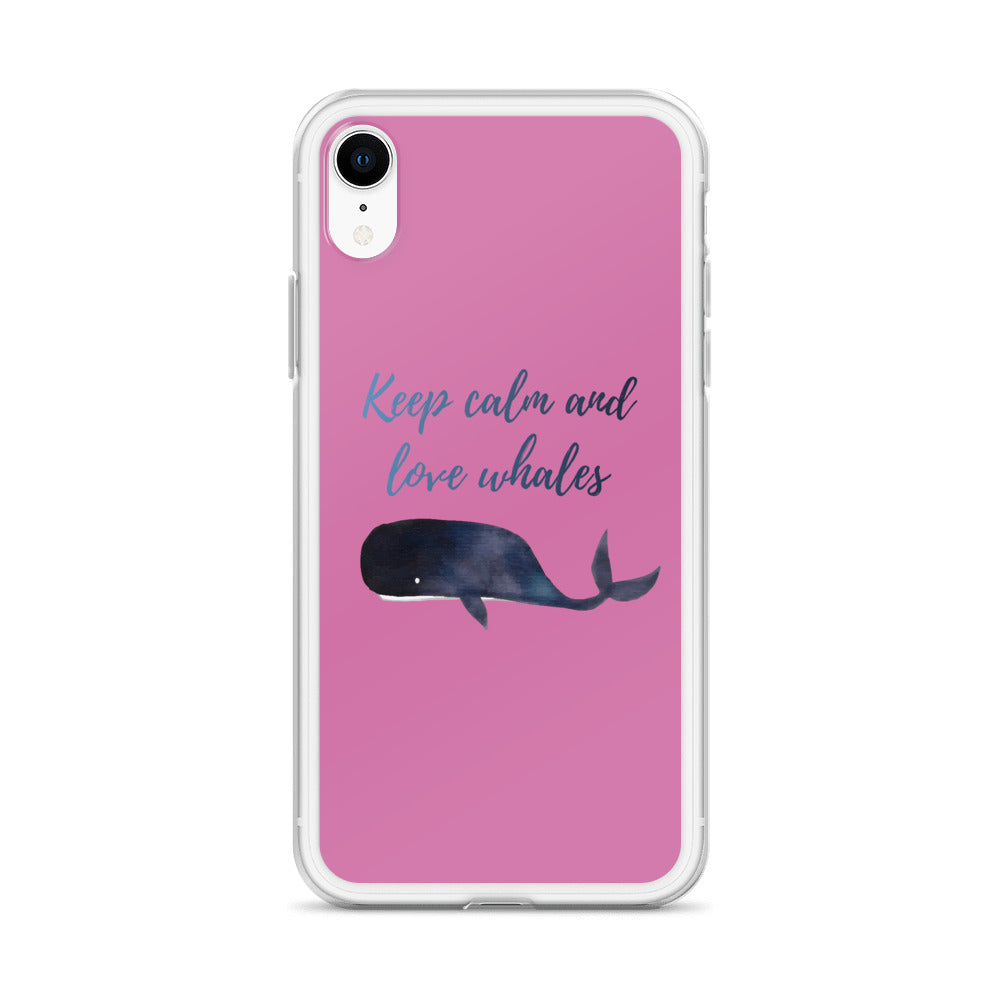 Keep Calm and Love Whales iPhone Case Pink - Splashing Apparel